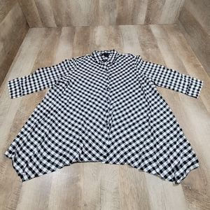 Grace Elements Women's Button Down Patterned Blouse Black/White Medium